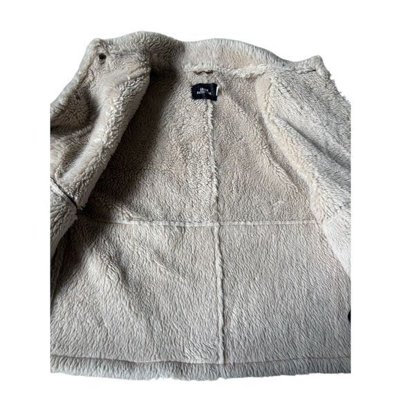 UO Urban Outfitters Faux Suede Sherpa Jacket size S Brown Button Front - Picture 11 of 12